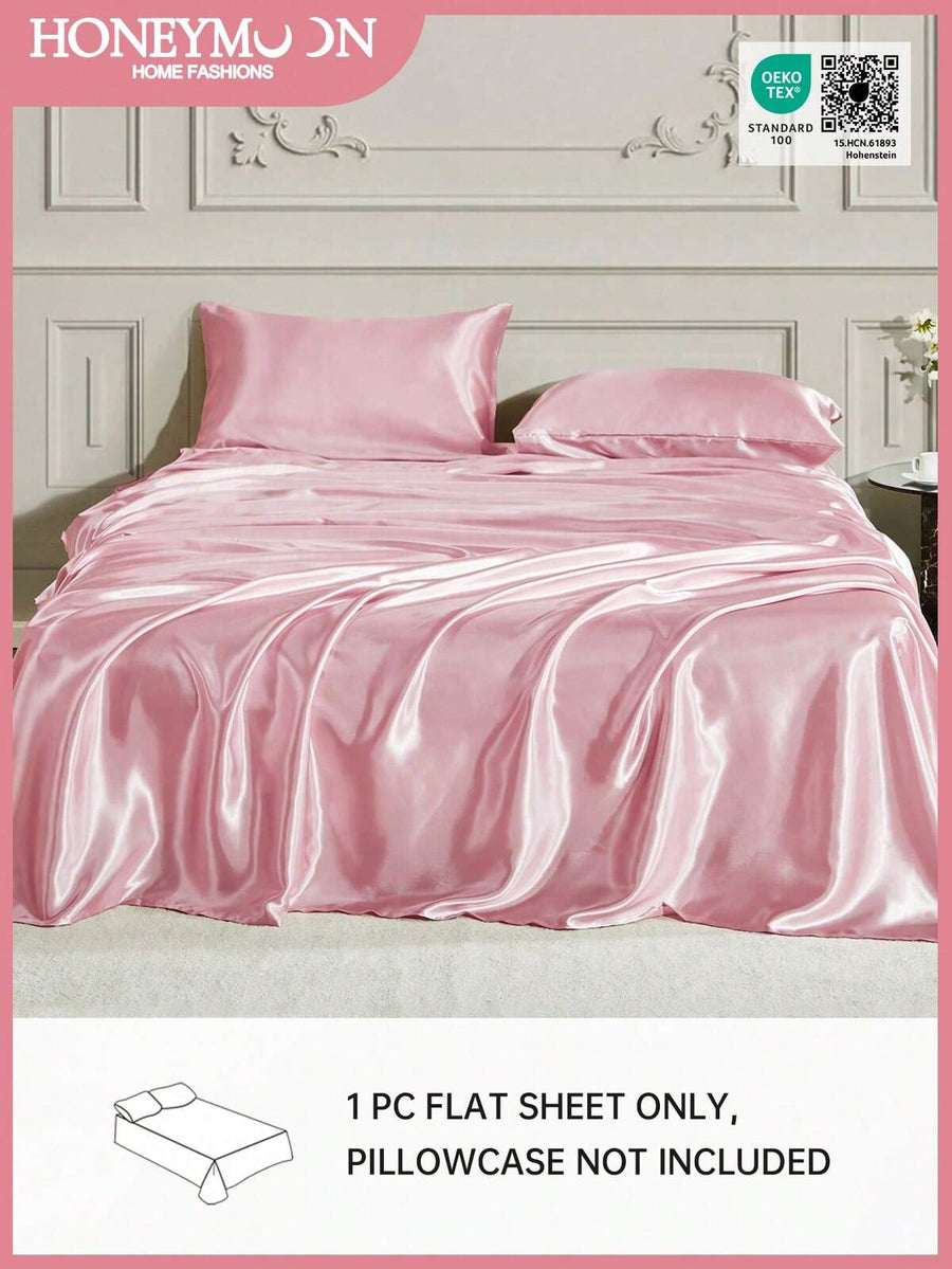 1pc Premium Silky Satin Bed Sheet, Soft & Breathable, Wrinkle-Resistant, Improves Sleep Quality, Luxury Hotel Style, Gift For Parents & Friends, Pink, Deep Pocket Bed Sheet, Soft & Breathable, Fits Twin, Full, Queen, King Beds, Oeko-Tex Certified